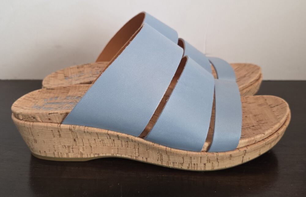 Kork-Ease Women's Triple-Strap Honey Leather Slide Sandals Size 9M